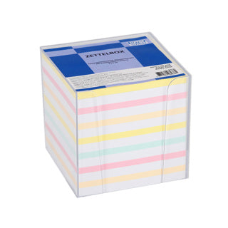 TIPTOP OFFICE Zettelbox inkl. 900 Blatt Notizzettel in pastell 9.5 x 9.5 cm transparent