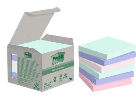 POST-IT® Haftnotizen Recycling 645-1GB 6 Blöcke à 100 Blatt 76 x 76 mm farbig sortiert