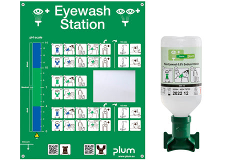 PLUM Augenspülstation 500 ml inkl. Wandhalterung und Piktogramm