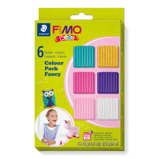 STAEDTLER Modelliermasse FIMO® Kids Fancy 6 Blöcke à 42 g farbig sortiert
