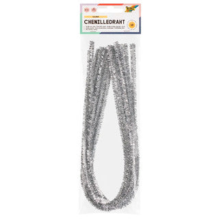 FOLIA Chenilledraht 10 Stück 0.8 x 50 cm silber