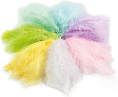 FOLIA Flauschfedern 100 g 60 - 180 mm Pastellfarben sortiert