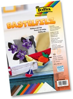 FOLIA Bastelfilz 10 Bögen 150 g/m² 20 x 30 cm farbig sortiert