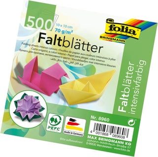 FOLIA Faltblätter 500 Blatt 70 g/m² 10 x 10 cm farbig sortiert
