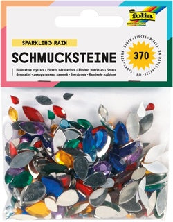 FOLIA Schmucksteine 100 Stück Navette und Tropfen verschiedene Größen farbig sortiert