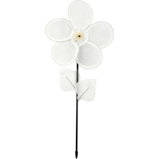 CREATIV COMPANY Windrad als Blume aus Nylon mit Stiel Ø 20 cm weiß