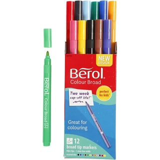 BEROL Filzstifte Colour Broad 37270 12 Stück Rundspitze 1-1.7 mm farbig sortiert