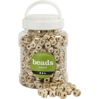 CREATIV COMPANY Buchstabenperlen beads wood 400 Stück Lochgröße 3 mm 9 x 9 mm natur