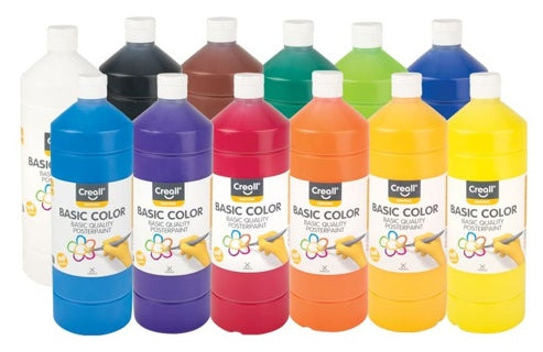 CREALL Plakatfarben Basic Color 12 Stück à 1000 ml farbig sortiert