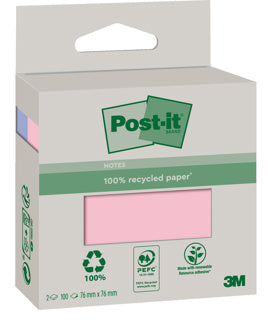POST-IT® Haftnotizen Recycling 6820R-2PB 2 Blöcke à 100 Blatt 76 x 76 mm sortiert