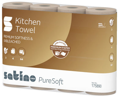 SATINO Küchenrolle PureSoft 4 Rollen à 64 Blatt 3-lagig softbeige