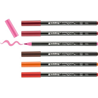 EDDING Porzellanstift warm 4200 6 Stück Pinselspitze 1-4 mm farbig sortiert