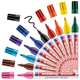 EDDING Permanentmarker 3000 10 Stück mit Rundspitze 1.5-3 mm farbig sortiert