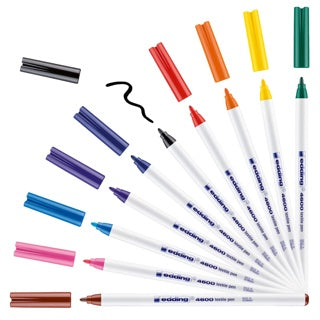 EDDING Textilmarker Basic 4600 10 Stück mit Rundspitze 1 mm farbig sortiert