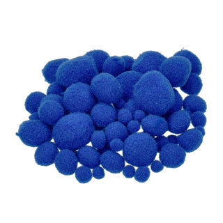 EFCO Pompons 75 Stück verschiedene Größen (7-25 mm) blau