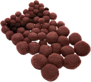 EFCO Pompons 75 Stück verschiedene Größen (7-25 mm) braun