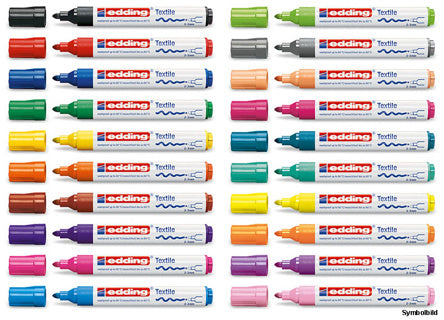 EDDING Textilmarker 4500 Set 16 Stück mit Rundspitze 2-3 mm farbig sortiert