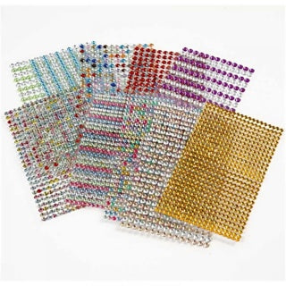 CREATIV COMPANY Strassstein-Sticker 10 Blatt selbstklebend Ø 4 - 6 mm farbig sortiert