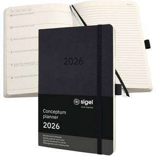 SIGEL Wochennotizkalender Conceptum 192 Blatt A5 2026 schwarz