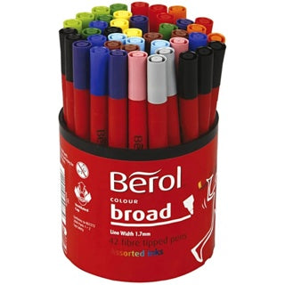 BEROL Filzstifte Colour Broad 37280 42 Stück Rundspitze 1-1.7 mm farbig sortiert