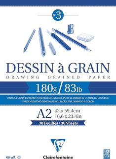 CLAIREFONTAINE Zeichenblock Dessin à Grain 30 Blatt A2 180 g/m² weiß