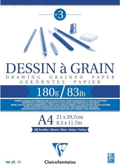 CLAIREFONTAINE Zeichenblock Dessin à Grain 30 Blatt A4 180 g/m² weiß