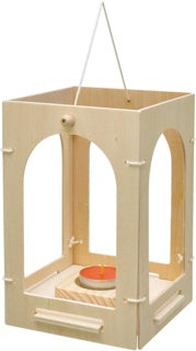 EDUPLAY Holzlaterne mit Rundbogen und Schnur natur