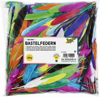 FOLIA Bastelfedern 100 g 10 - 20 cm Intensivfarben sortiert