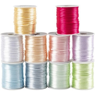 CREATIV COMPANY Satinband 10 Rollen 2 mm x 50 m Pastellfarben sortiert