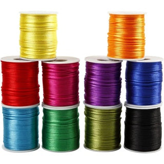 CREATIV COMPANY Satinband 10 Rollen 2 mm x 50 m farbig sortiert
