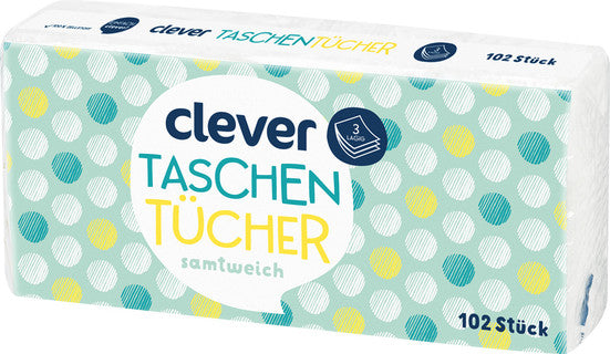 CLEVER Taschentücher 102 Stück 3-lagig weiß