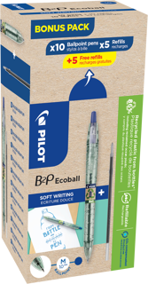 PILOT Kugelschreiber B2P Ecoball 2014 10 Stück inkl. 10 Stück Nachfüllminen M 0.4 mm blau