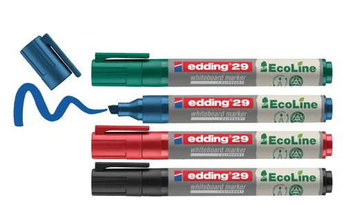EDDING Whiteboardmarker EcoLine 29 4 Stück mit Keilspitze 1-5 mm farbig sortiert