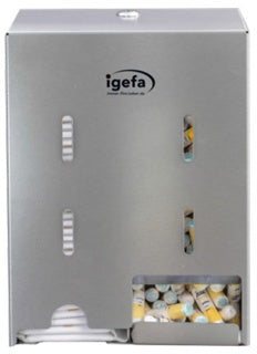 Tampon- und Bindenspender Duo 210 x 100 x 300 mm silber