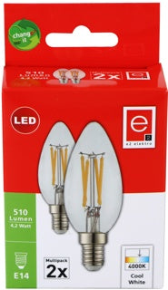 LED Lampe Kerze Filament E14 C35 2 Stück 4.2 W kühles weiß