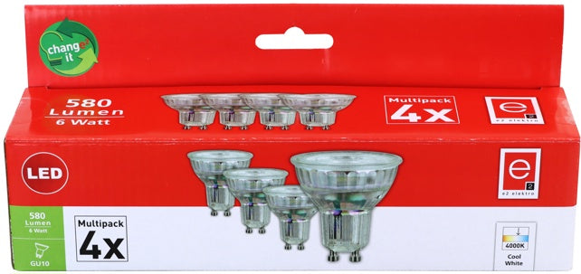 LED Spot GU10 4 Stück 6.0 W kühles weiß