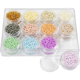 CREATIV COMPANY Rocailleperlen 12 x 17 g Größe 8/0 Ø 3 mm farbig sortiert