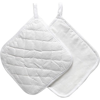 CREATIV COMPANY Topflappen 4 Stück mit Aufhänger 100% Baumwolle 145 g 20 x 20 cm weiß