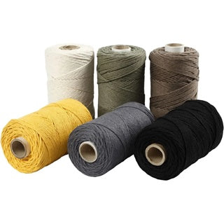 CREATIV COMPANY Macramé-Kordel 6 Rollen à 330 g einfädig Ø 2 mm x 198 m farbig sortiert