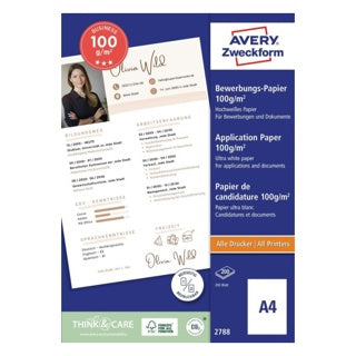 AVERY ZWECKFORM Fotopapier 2788 200 Blatt A4 100 g/m² für Bewerbungen und Dokumente hochweiß