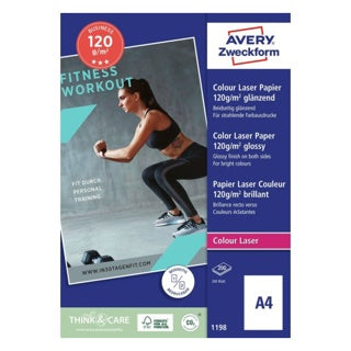 AVERY ZWECKFORM Fotopapier 1198 200 Blatt 120 g/m² Colour Laser glänzend weiß