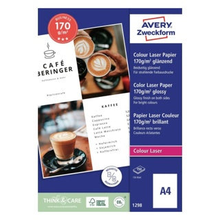 AVERY ZWECKFORM Fotopapier 1298 150 Blatt A4 170 g/m² Colour Laser glänzend weiß