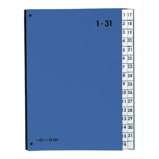 PAGNA Pultordner 24329 für DIN A4 32 Fächer mit beschrifteten Taben 1-31 blau