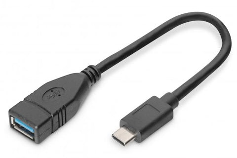 DIGITUS USB-Adapterkabel 3.0 OTG USB-C auf USB-A 15 cm schwarz