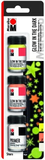 MARABU Nachtleuchtfarben-Set GLOW IN THE DARK Stars 3x 15 ml farbig sortiert