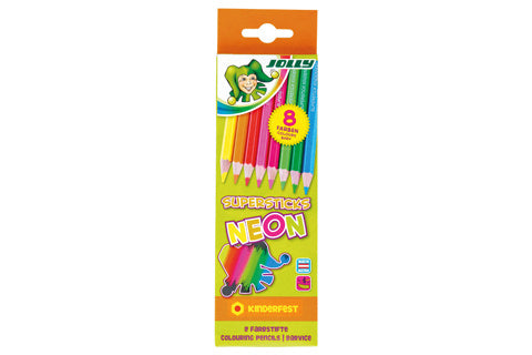JOLLY Buntstifte 3000 Supersticks Neon 8 Stück farbig sortiert