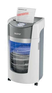 LEITZ Aktenvernichter IQ OptiMax Office Mikroschnitt P5 weiß