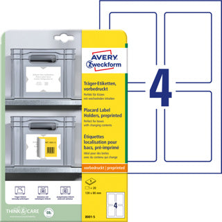 AVERY ZWECKFORM Trägeretiketten 8001-5 20 Stück permanent PP 120 x 80 mm weiß/hellgrau