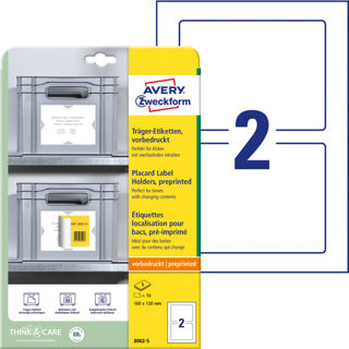 AVERY ZWECKFORM Trägeretiketten 8002-5 10 Stück permanent PP 160 x 120 mm weiß/hellgrau