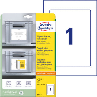 AVERY ZWECKFORM Trägeretiketten 8003-5 5 Stück permanent PP 220 x 160 mm weiß/hellgrau